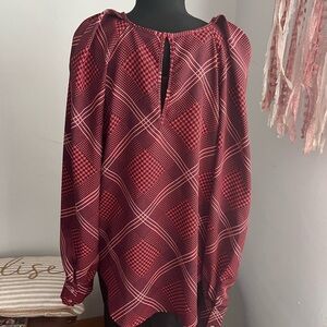 Chic Women's Checkered Blouse in Deep Red